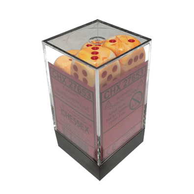 Festive 16mm d6 w/pips Sunburst w/red Dice set