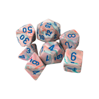Festive Polyhedral Pop Artblue Dice set x7 Festive Polyhedral Pop Artblue Dice set x7