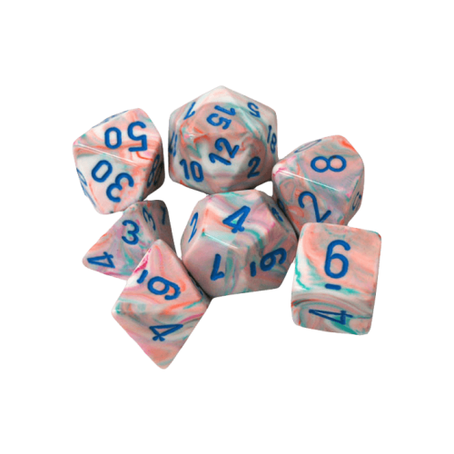 Festive Polyhedral Pop Artblue Dice set x7