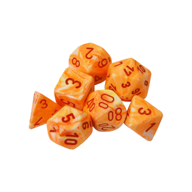 Festive Polyhedral Sunburst wred Dice Set x7 Festive Polyhedral Sunburst wred Dice Set x7