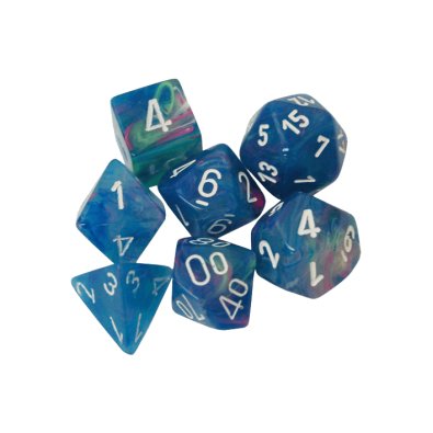 Festive Polyhedral Waterlilywhite Dice set x7