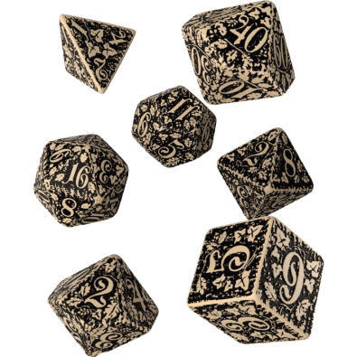 Forest 3D Beige & black Dice Set (7)