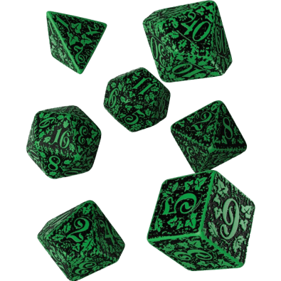 Forest 3D Green & black Dice Set (7)