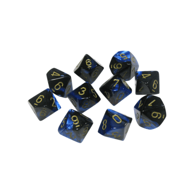 Gemini Polyhedral Black-Blue /gold x10