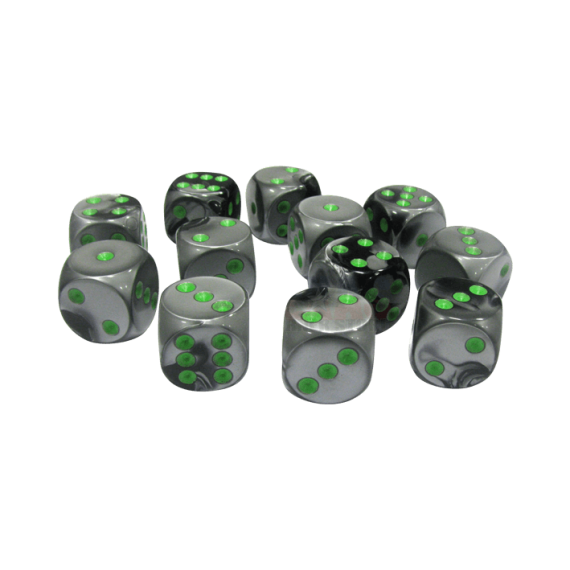 Gemini Polyhedral Black-Grey /green x12