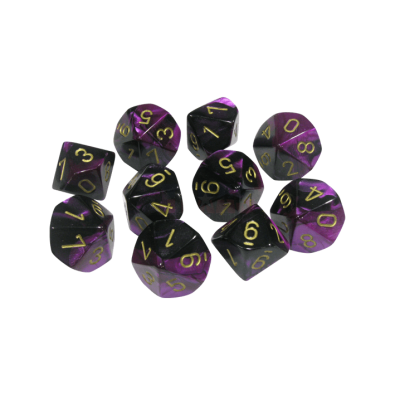 Gemini Polyhedral Black-Purple /gold x10