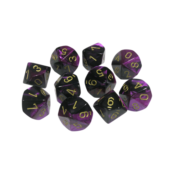 Gemini Polyhedral Black-Purple /gold x10