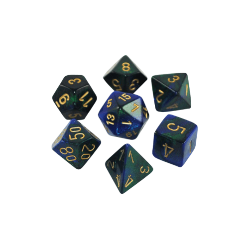 Gemini Polyhedral Blue-Green /gold x7
