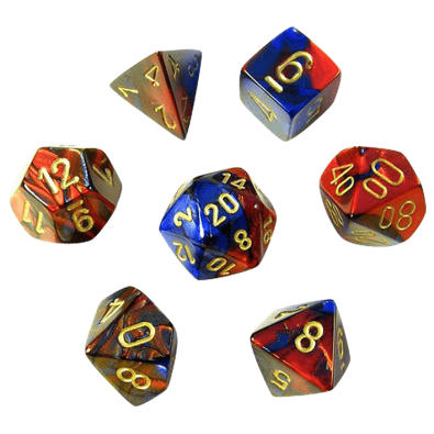 Gemini Polyhedral Blue-Red/Gold x7