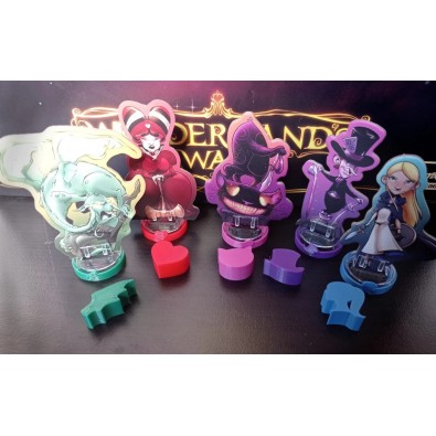 Snap-on bases and 3D upgrade tokens suitable for Wonderland’s War