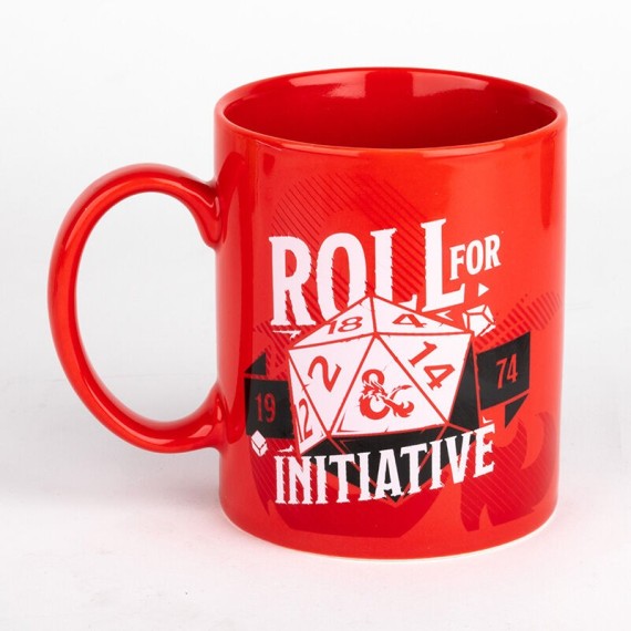 Red ceramic mug Roll for Initiative Dungeons and Dragons