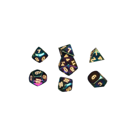 Metal Dice Set - Scorched Rainbow (7 Dice)