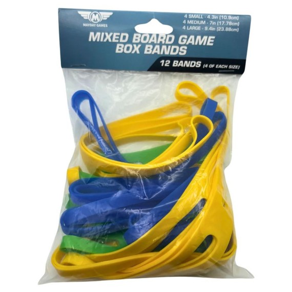 12 Pack of Mixed Board Game Box Bands (4 of each Small, Medium, Large)