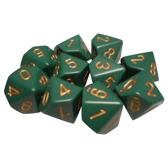 Opaque Dice D10 - Dusty Green/Copper x10