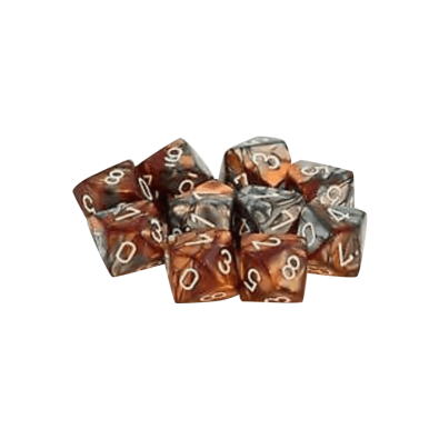 Opaque Dice D10 - Gemini: Copper-Steel /white x10