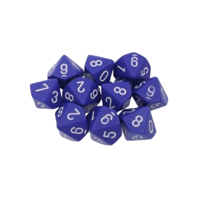 Opaque Dice D10 - Purple/White x10