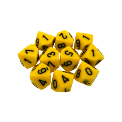 Opaque Dice D10 - Yellow/Black x10