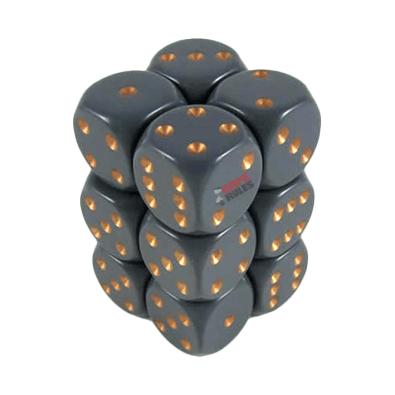 Opaque Dice D6 (16mm) - Dark Grey / Copper x12