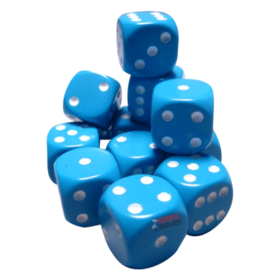 Opaque Dice D6 (16mm) - Light Blue / White x12