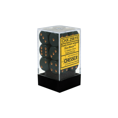 Opaque Dice D6 - Green/Copper Dusty x12 (16mm)