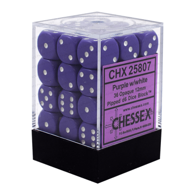 Opaque Dice D6 (12mm) - Purple/White x36