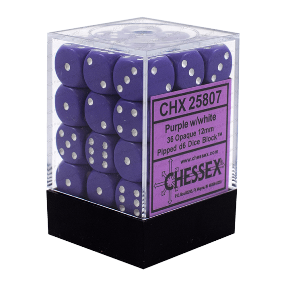 Opaque Dice D6 (12mm) - Purple/White x36