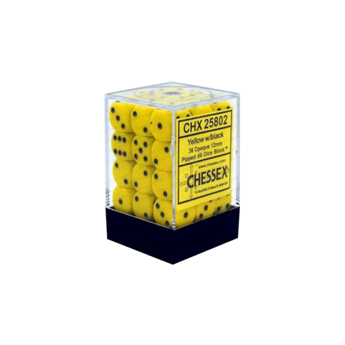Opaque Dice D6 - Yellow/Black x36 (12mm)