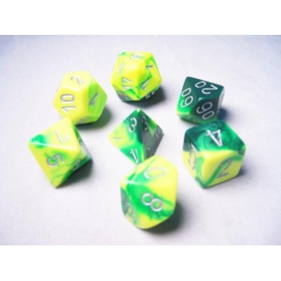 RPG Dice Sets Gemini 6 Green-Yellow/Silver Polyhedral 7-Die Set