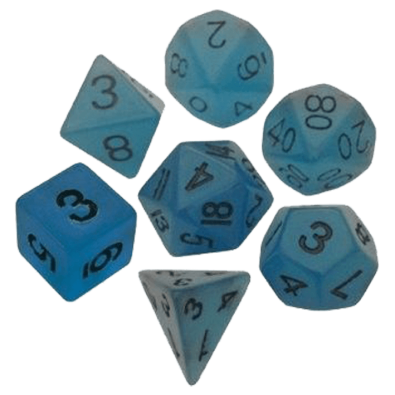 Resin Dice 16mm Blue Glow in the Dark Dice Set