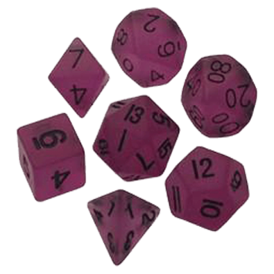 Resin Dice 16mm Purple Glow in the Dark Dice Set