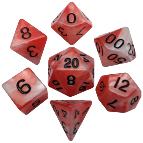 Resin Dice 16mm Red White with Black Numbers Combo Attack Dice Set