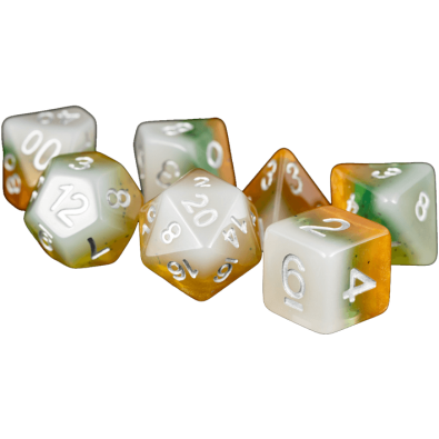 Resin Polyhedral Dice Set Fruit Kiwi