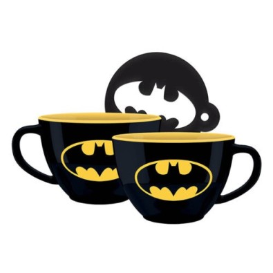 Batman (Symbol) Cappuccino Mug And Stencil Batman (Symbol) Cappuccino Mug And Stencil