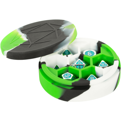 Silicone Round Dice Case: Green/Black/White
