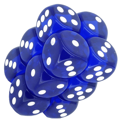 Translucent Dice Set - Blue/White x12