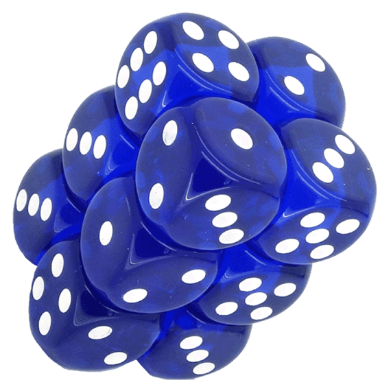 Translucent Dice Set - Blue/White x12