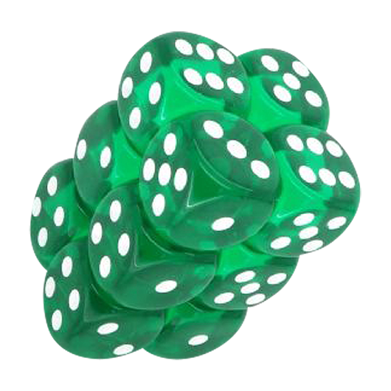 Translucent Dice Set - Green/White x12