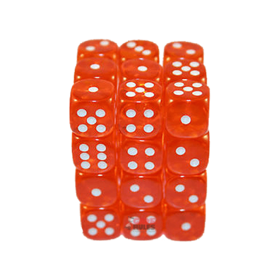 Translucent Dice D6 (12mm) - Orange/White x36