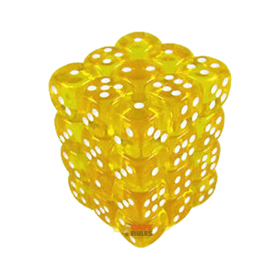 Translucent Dice D6 (12mm) - Yellow/White x36