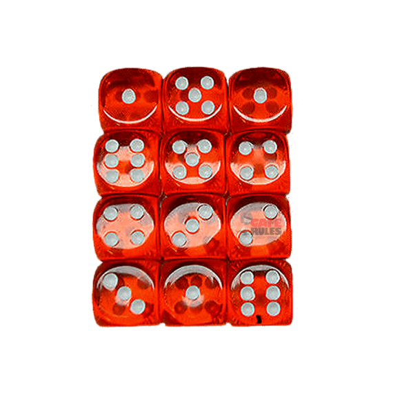 Translucent Dice D6 (16mm) - Orange/White x12