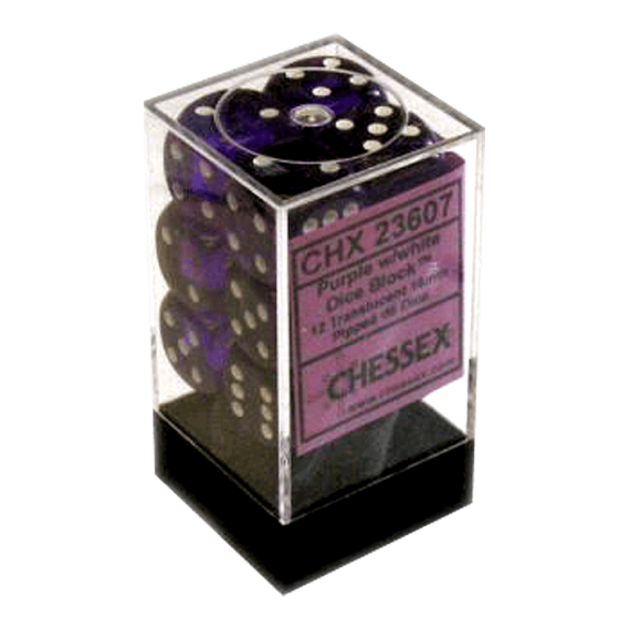 Translucent Dice Set - Purple/White x12