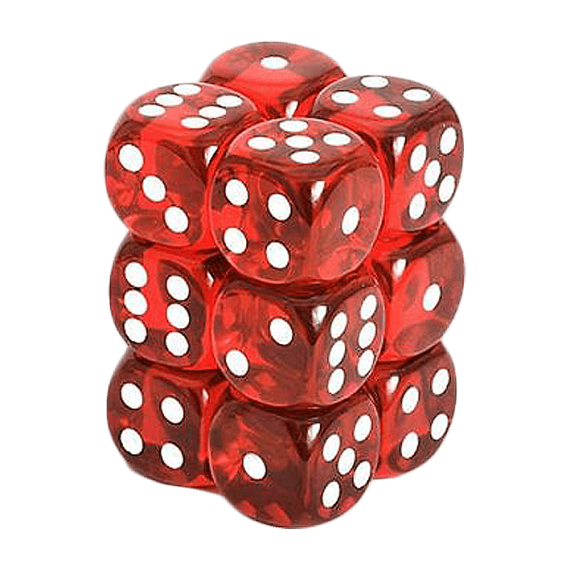 Translucent Dice Set - Red/White x12