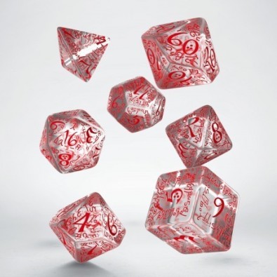 Elvish Translucent & Red Dice Set (7)