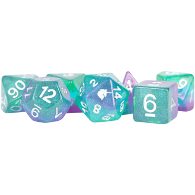 Unicorn Resin Polyhedral Dice Set Aurora
