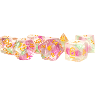 Unicorn Resin Polyhedral Dice Set Celestial Blossom
