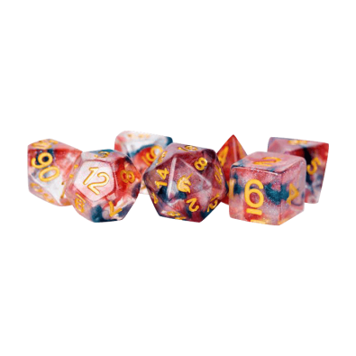 Unicorn Resin Polyhedral Dice Set: Phoenix Ash