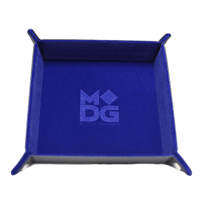 Velvet Folding Dice Tray (10x10): Blue with Leather Backing