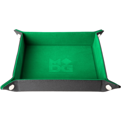 Velvet Folding Dice Tray (10x10): Green with Leather Backing Velvet Folding Dice Tray (10x10): Green with Leather Backing
