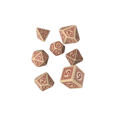 Viking Beige & Burgundy Dice Set (7)