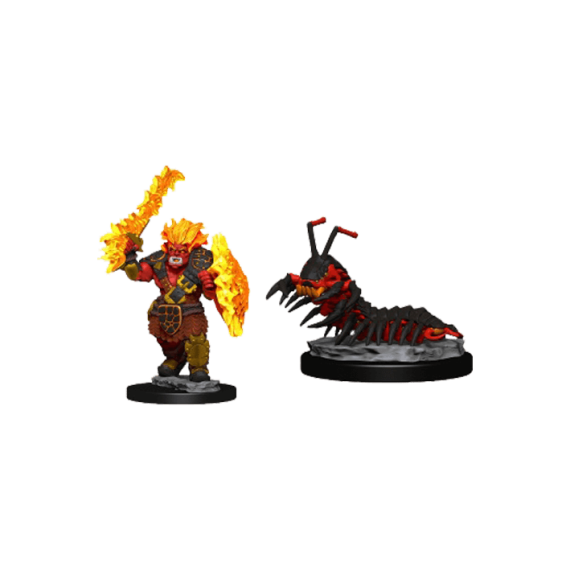 WizKids Wardlings Painted Miniatures: Fire Orc & Fire Centipede